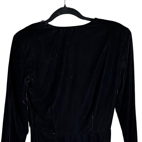 The Kooples Velvet Black Faux Wrap Mini Dress Long Sleeve Size 6 Cocktail Party - Picture 14 of 16